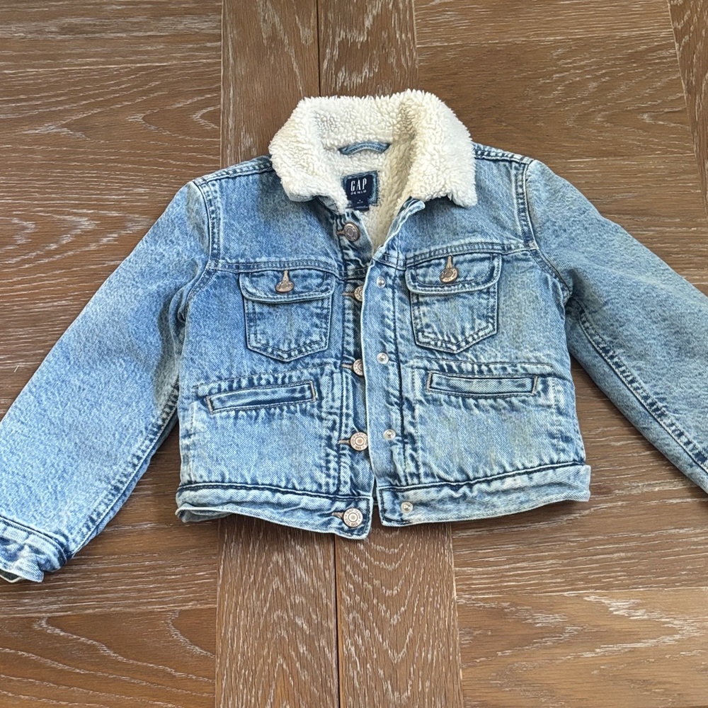 GAP Kids Light Blue Denim Jacket with Cream Collar